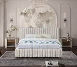 Cream Nico Velvet King Bed from Meridian - Luna Furniture