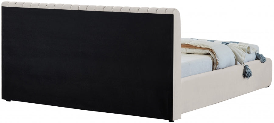 Cream Nico Velvet King Bed from Meridian - Luna Furniture