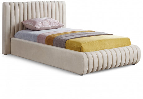 Cream Nico Velvet Twin Bed from Meridian - Luna Furniture