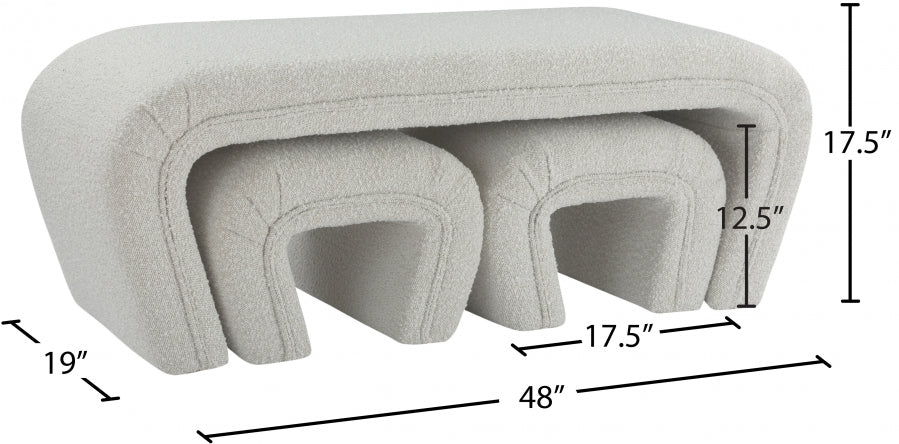 Odelia Cream Boucle Fabric Bench from Meridian - Luna Furniture