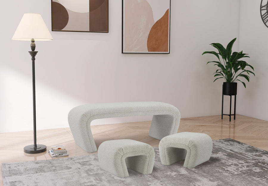 Odelia Cream Boucle Fabric Bench from Meridian - Luna Furniture