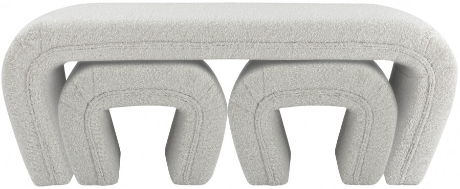 Odelia Cream Boucle Fabric Bench from Meridian - Luna Furniture