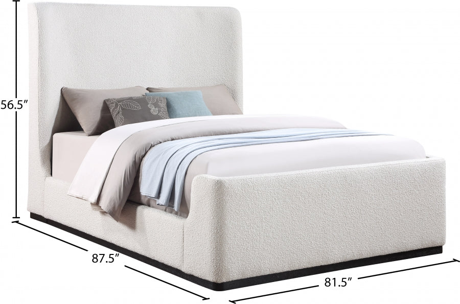 Oliver Cream Boucle Fabric King Bed from Meridian - Luna Furniture