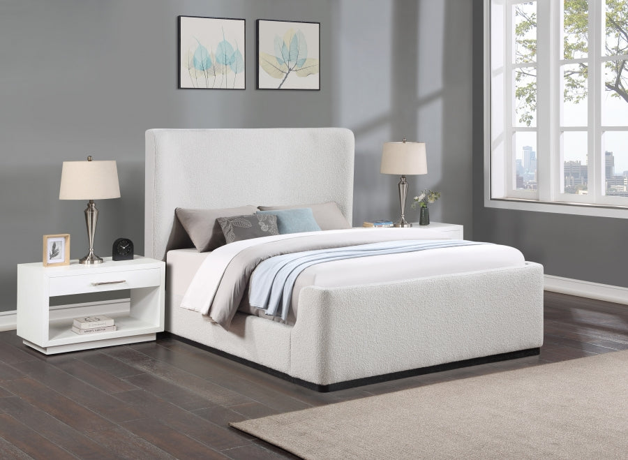 Oliver Cream Boucle Fabric King Bed from Meridian - Luna Furniture