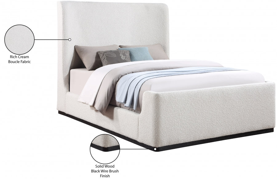 Oliver Cream Boucle Fabric King Bed from Meridian - Luna Furniture