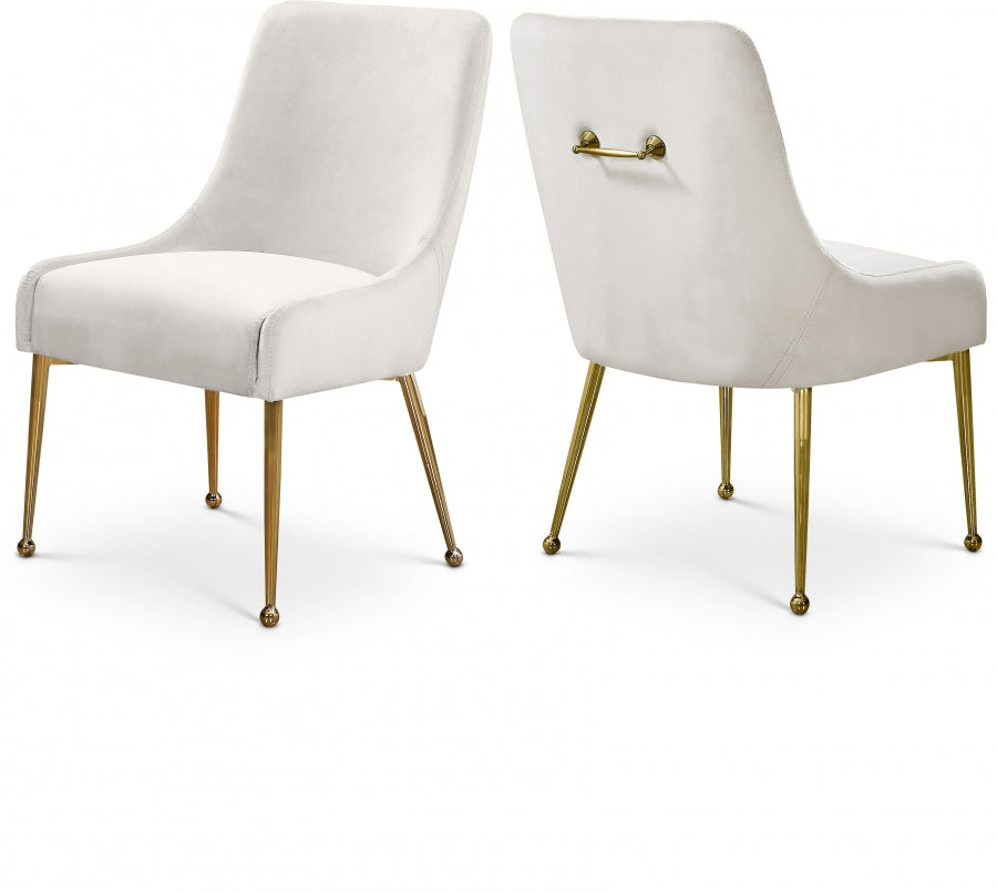 Owen Cream Velvet Dining Chair, Set of 2 from Meridian - Luna Furniture