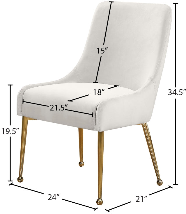 Owen Cream Velvet Dining Chair, Set of 2 from Meridian - Luna Furniture