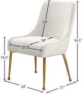 Owen Cream Velvet Dining Chair, Set of 2 from Meridian - Luna Furniture