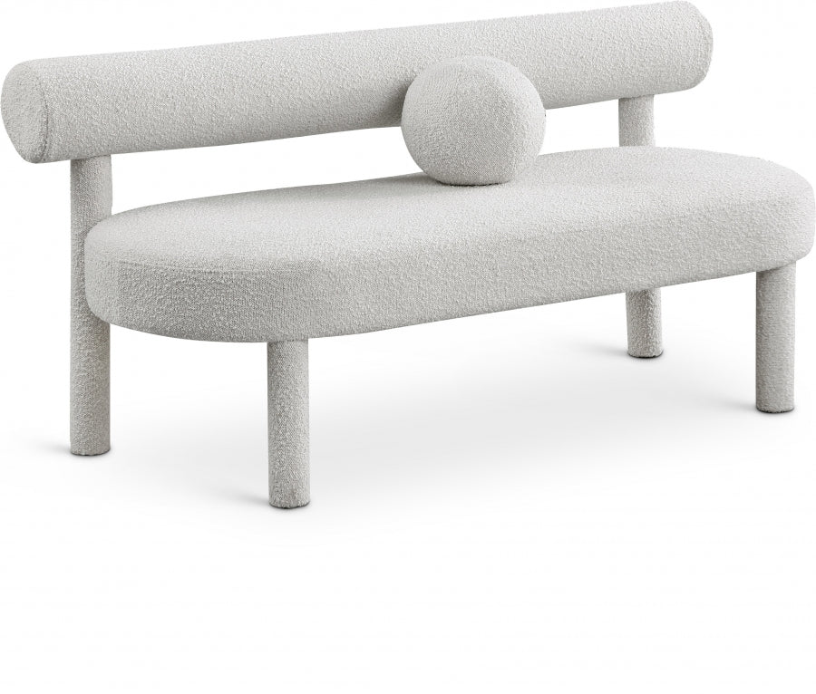 Parlor Cream Boucle Fabric Bench from Meridian - Luna Furniture