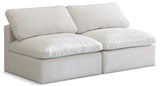 Plush Cream Velvet Standard Modular Down Filled Cloud-Like Comfort Overstuffed 70" Armless Sofa from Meridian - Luna Furniture