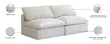 Plush Cream Velvet Standard Modular Down Filled Cloud-Like Comfort Overstuffed 70" Armless Sofa from Meridian - Luna Furniture