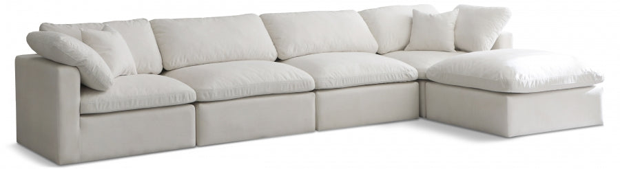 Plush Cream Velvet Standard Modular Down Filled Cloud-Like Comfort Overstuffed Reversible Sectional from Meridian - Luna Furniture