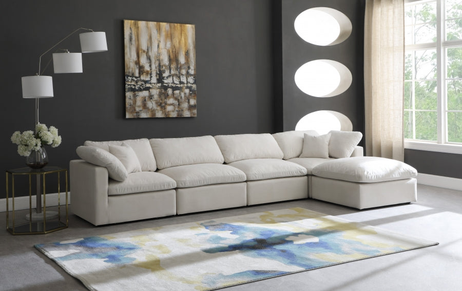 Plush Cream Velvet Standard Modular Down Filled Cloud-Like Comfort Overstuffed Reversible Sectional from Meridian - Luna Furniture