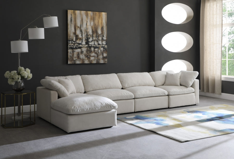 Plush Cream Velvet Standard Modular Down Filled Cloud-Like Comfort Overstuffed Reversible Sectional from Meridian - Luna Furniture