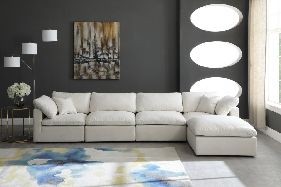 Plush Cream Velvet Standard Modular Down Filled Cloud-Like Comfort Overstuffed Reversible Sectional from Meridian - Luna Furniture