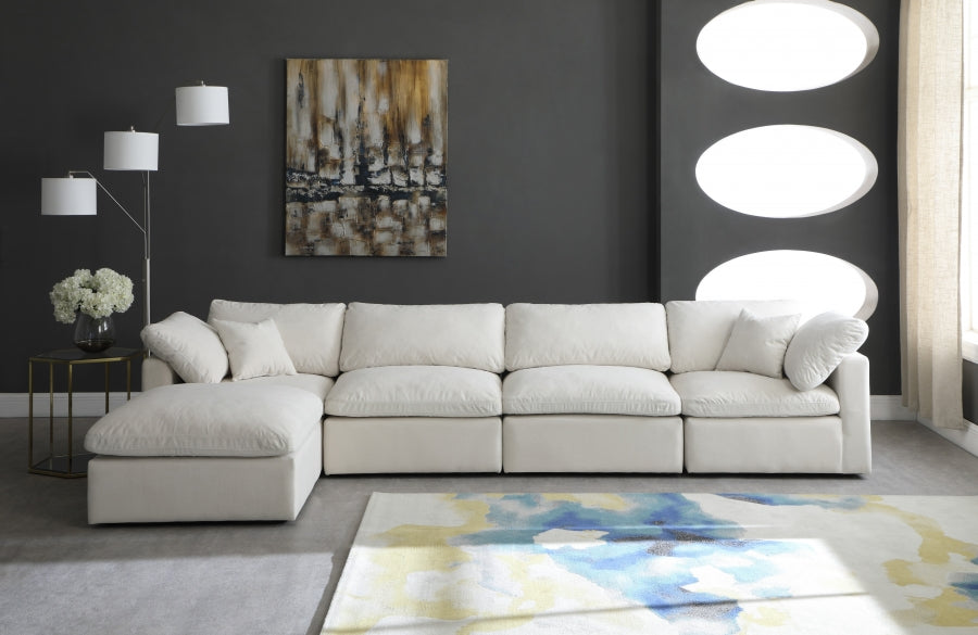 Plush Cream Velvet Standard Modular Down Filled Cloud-Like Comfort Overstuffed Reversible Sectional from Meridian - Luna Furniture