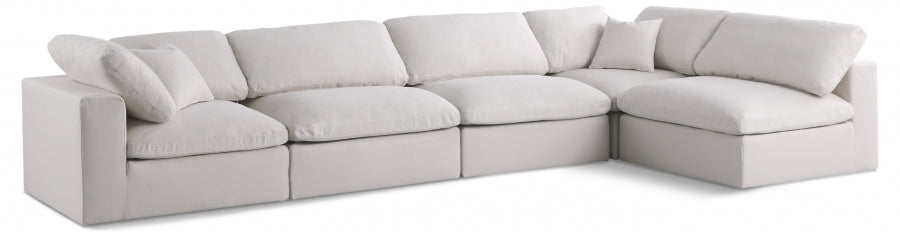 Plush Cream Velvet Standard Modular Down Filled Cloud-Like Comfort Overstuffed Reversible Sectional from Meridian - Luna Furniture