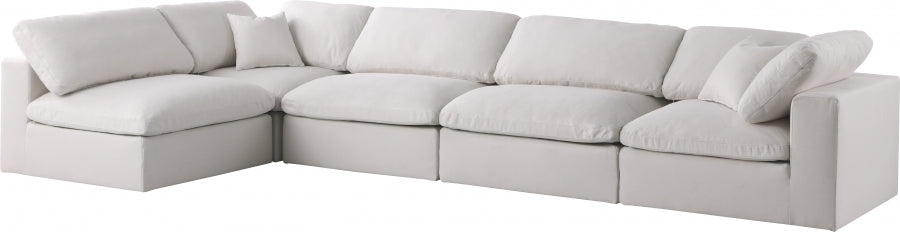 Plush Cream Velvet Standard Modular Down Filled Cloud-Like Comfort Overstuffed Reversible Sectional from Meridian - Luna Furniture