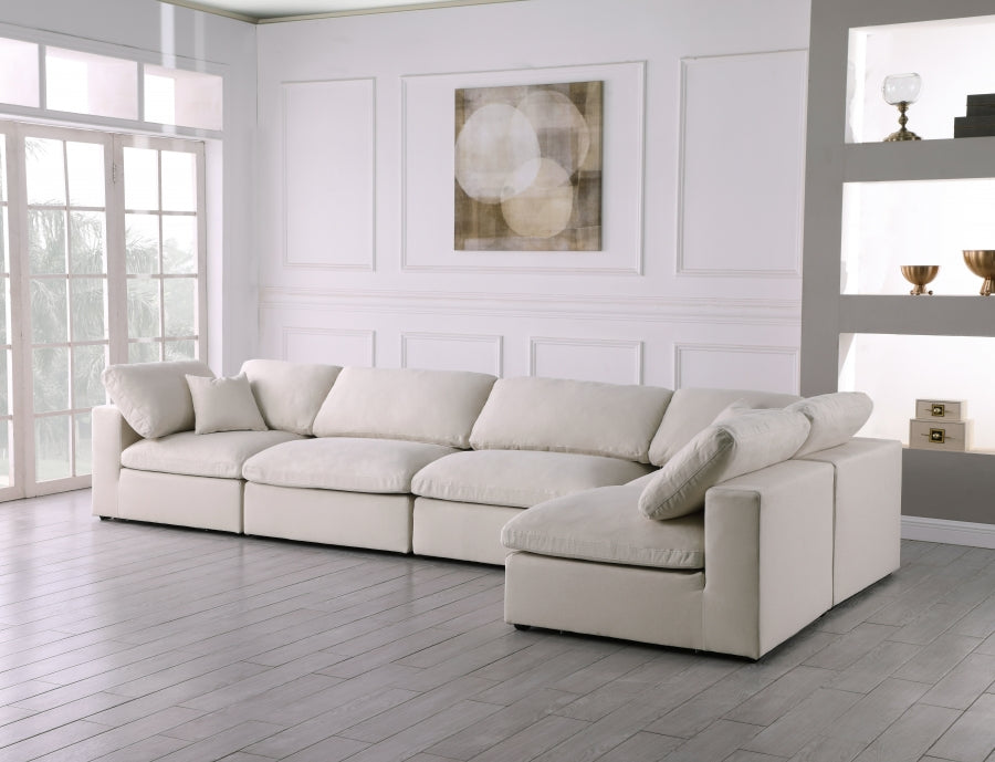 Plush Cream Velvet Standard Modular Down Filled Cloud-Like Comfort Overstuffed Reversible Sectional from Meridian - Luna Furniture