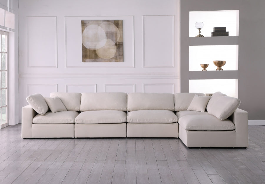 Plush Cream Velvet Standard Modular Down Filled Cloud-Like Comfort Overstuffed Reversible Sectional from Meridian - Luna Furniture