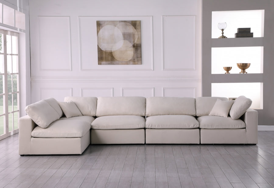 Plush Cream Velvet Standard Modular Down Filled Cloud-Like Comfort Overstuffed Reversible Sectional from Meridian - Luna Furniture