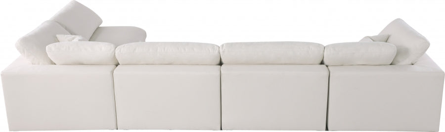 Plush Cream Velvet Standard Modular Down Filled Cloud-Like Comfort Overstuffed Reversible Sectional from Meridian - Luna Furniture