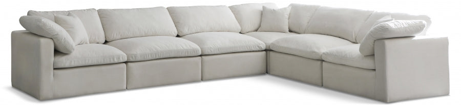 Plush Cream Velvet Standard Modular Down Filled Cloud-Like Comfort Overstuffed Reversible Sectional from Meridian - Luna Furniture