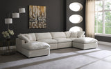 Plush Cream Velvet Standard Modular Down Filled Cloud-Like Comfort Overstuffed Reversible Sectional from Meridian - Luna Furniture