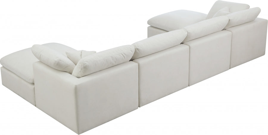 Plush Cream Velvet Standard Modular Down Filled Cloud-Like Comfort Overstuffed Reversible Sectional from Meridian - Luna Furniture