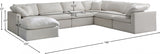 Plush Cream Velvet Standard Modular Down Filled Cloud-Like Comfort Overstuffed Reversible Sectional from Meridian - Luna Furniture