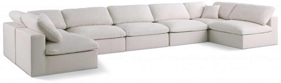 Plush Cream Velvet Standard Modular Down Filled Cloud-Like Comfort Overstuffed Reversible Sectional from Meridian - Luna Furniture