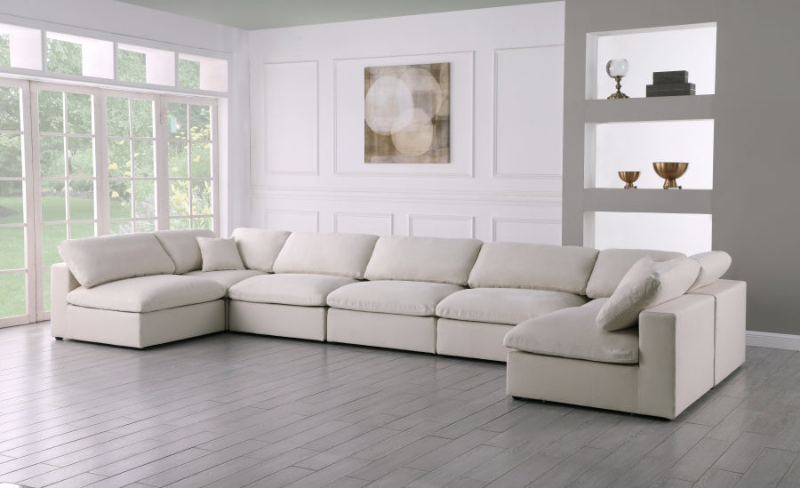 Plush Cream Velvet Standard Modular Down Filled Cloud-Like Comfort Overstuffed Reversible Sectional from Meridian - Luna Furniture