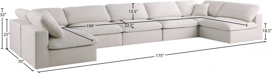 Plush Cream Velvet Standard Modular Down Filled Cloud-Like Comfort Overstuffed Reversible Sectional from Meridian - Luna Furniture