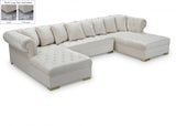 Presley Cream 3-Piece Velvet Sectional from Meridian - Luna Furniture