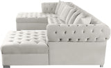 Presley Cream 3-Piece Velvet Sectional from Meridian - Luna Furniture