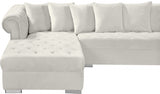 Presley Cream 3-Piece Velvet Sectional from Meridian - Luna Furniture