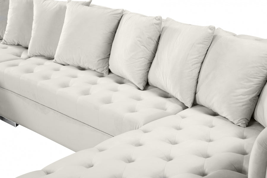 Presley Cream 3-Piece Velvet Sectional from Meridian - Luna Furniture