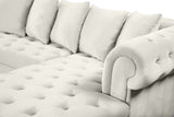 Presley Cream 3-Piece Velvet Sectional from Meridian - Luna Furniture