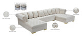 Presley Cream 3-Piece Velvet Sectional from Meridian - Luna Furniture