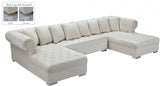 Presley Cream 3-Piece Velvet Sectional from Meridian - Luna Furniture