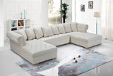 Presley Cream 3-Piece Velvet Sectional from Meridian - Luna Furniture