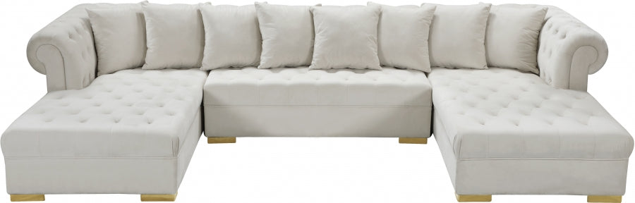 Presley Cream 3-Piece Velvet Sectional from Meridian - Luna Furniture