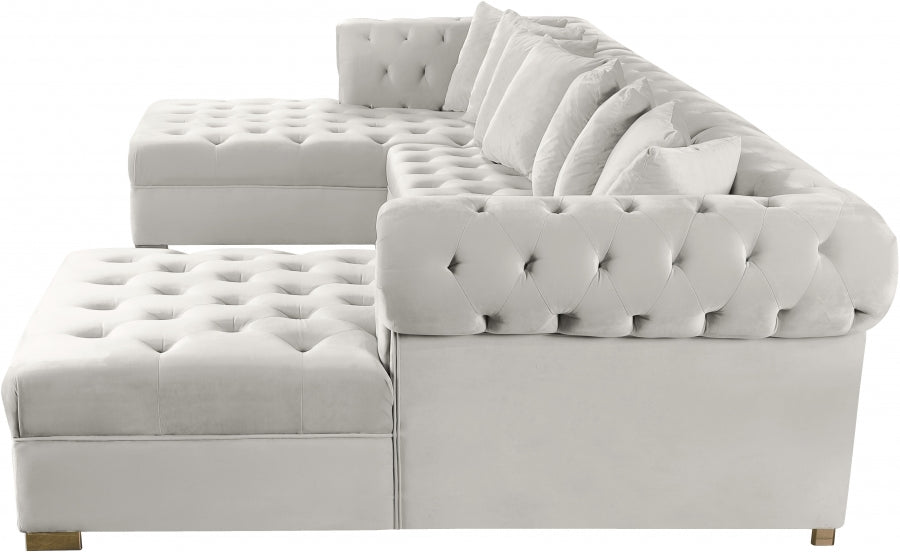 Presley Cream 3-Piece Velvet Sectional from Meridian - Luna Furniture