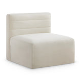 Quincy Cream Velvet Modular Cloud-Like Comfort Armless Chair from Meridian - Luna Furniture