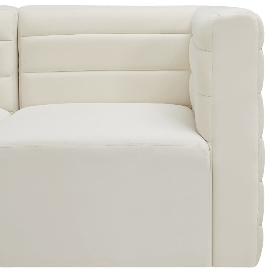 Quincy Cream Velvet Modular Cloud-Like Comfort Armless Chair from Meridian - Luna Furniture