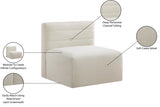 Quincy Cream Velvet Modular Cloud-Like Comfort Armless Chair from Meridian - Luna Furniture