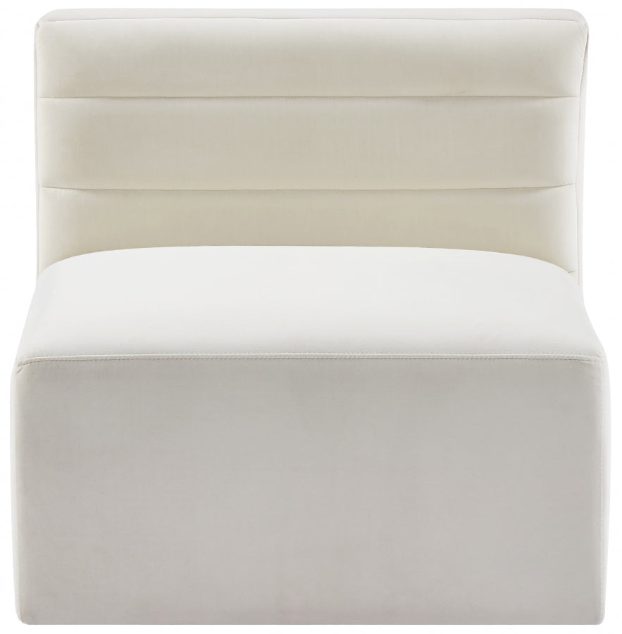 Quincy Cream Velvet Modular Cloud-Like Comfort Armless Chair from Meridian - Luna Furniture