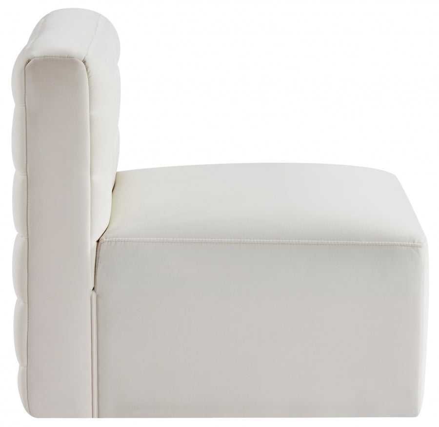 Quincy Cream Velvet Modular Cloud-Like Comfort Armless Chair from Meridian - Luna Furniture