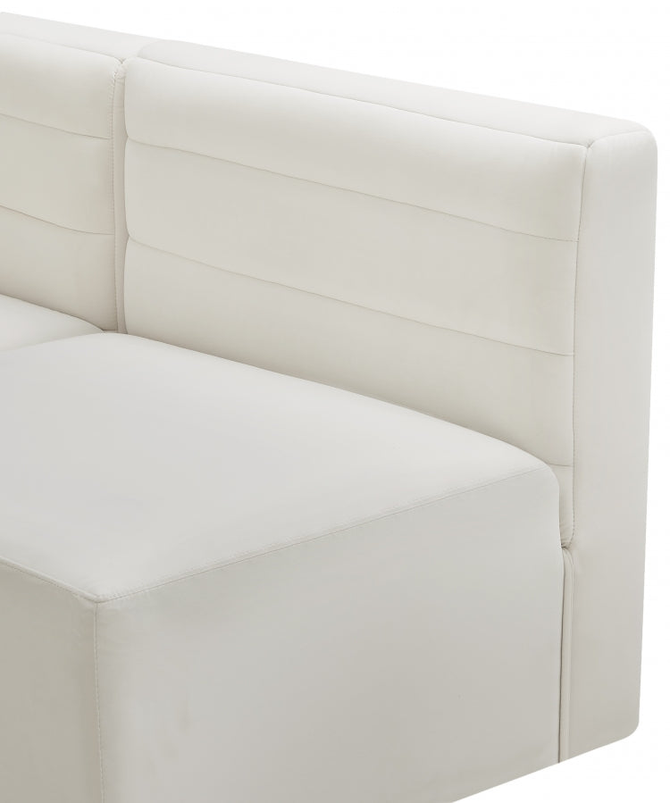 Quincy Cream Velvet Modular Cloud-Like Comfort Armless Chair from Meridian - Luna Furniture