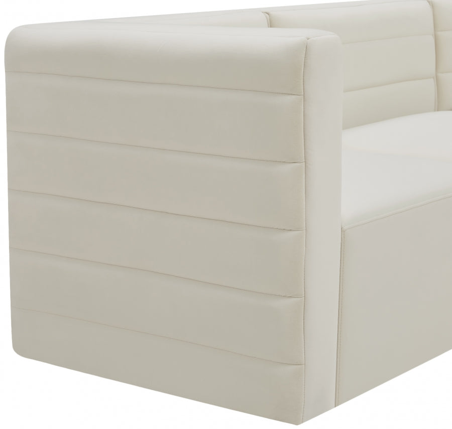 Quincy Cream Velvet Modular Cloud-Like Comfort Armless Chair from Meridian - Luna Furniture